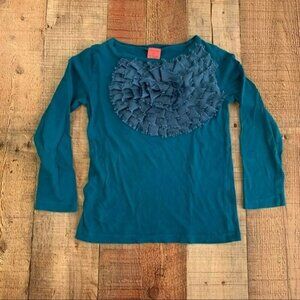Crewcuts girls blue long sleeve shirt with ruffles - 4/5
